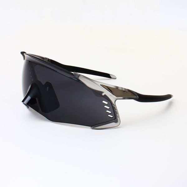 One Piece Frameless Sports Sunglasses Black Gray Frame UV400 Protection for Cycling Running Hiking