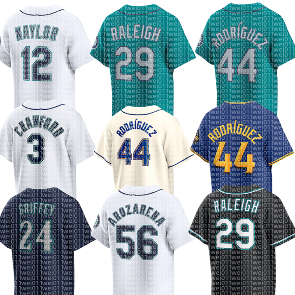 Mariners Baseball Jersey Ken Griffey Jr Cal Raleigh Josh Naylor Bryan Woo Cole Young Luke Raley Leo Rivas Dominic Canzone Victor Robles Rob Refsnyder Logan Gilbert