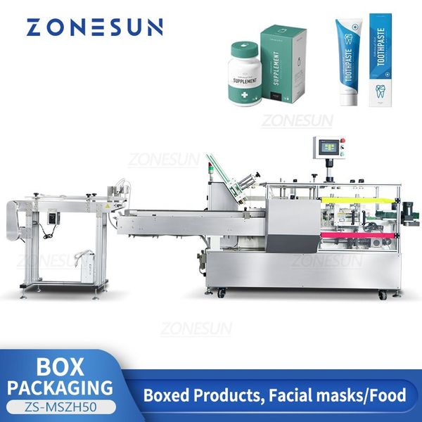 ZONESUN ZS-MSZH50 Automatic Carton Boxing Packing Machine for Cosmetic Bottle Tube Facial Mask Tissue Packing Line