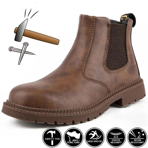 Waterproof Work Safety Boots Men Leather Boots Indestructible Male Work Shoes Men Winter Boots Safety Shoes Men Steel Toe Shoe 251104BJ