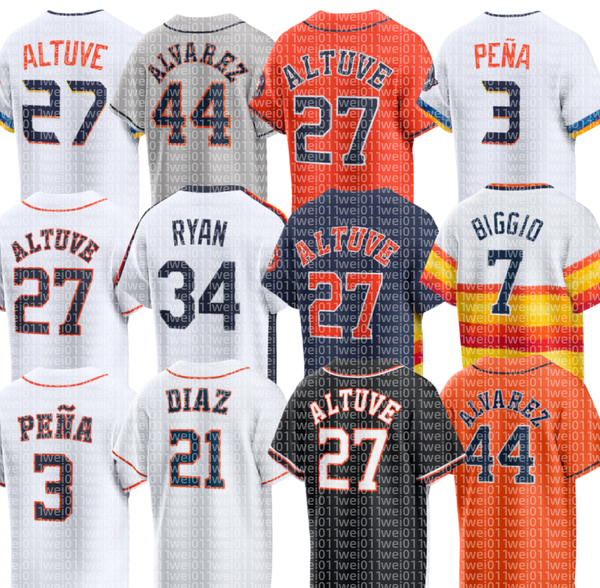Astros Baseball Jersey Nolan Ryan Jose Altuve Carlos Correa Jeremy Pena Yordan Alvarez Yainer Diaz Josh Hader Tatsuya Imai Cam Smith Hunter Brown Christian Walker