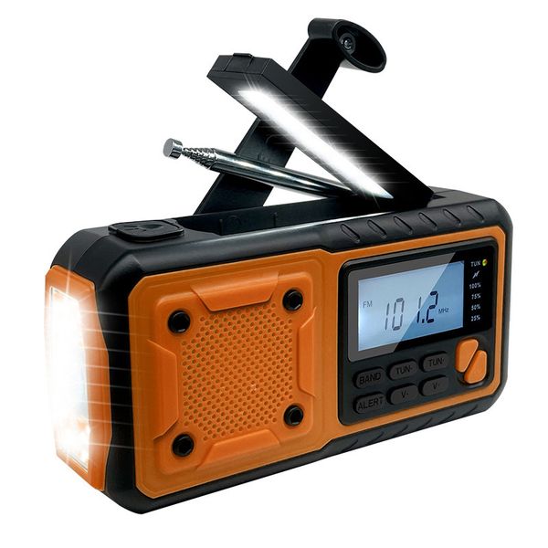 Portable Emergency Solar Power Radio Hand Crank Charging AM/FM Weather Radio Led Reading Flashlight Bank Phone Charger