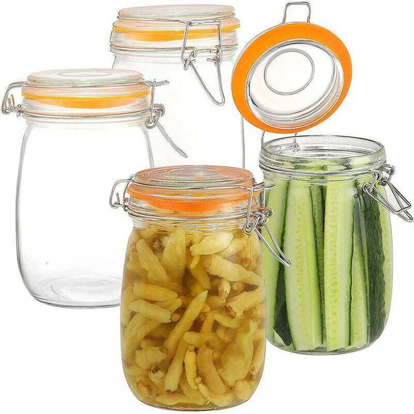 HeY LiLac Glass Wide Mouth Jars with Airtight Lids Large Leak Proof Mason Canning Clear Storage Canister Jar