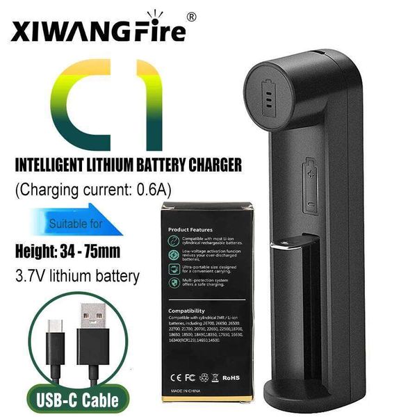 1Pack 3.7V Charger for Li-ion Batteries Auto-Stop Fully Charged, Fits 26650/18650/21700/14500 For Flashlights Torch E-Cigarettes