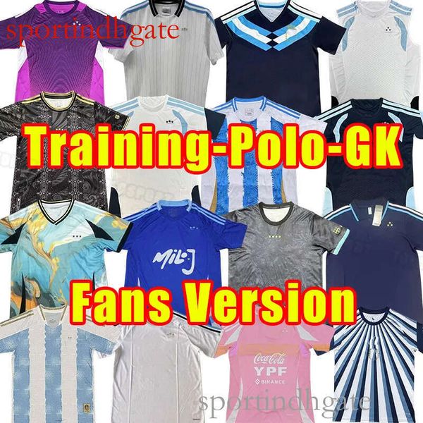 3 Stars Argentina Soccer Jerseys 2025 Player Version DI MARIA, DYBALA, AGUERO, MARADONA Football Shirt - Training & Goalkeeper Polo top quality