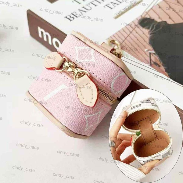 Lipstick Holder Airpods Case for Airpods Pro 2 4 3 1 Universal Earphone Cover Pocket Mini Bag with Keychain Car Key Case Leather Wireless Earphone Shell Charm Mini Bag