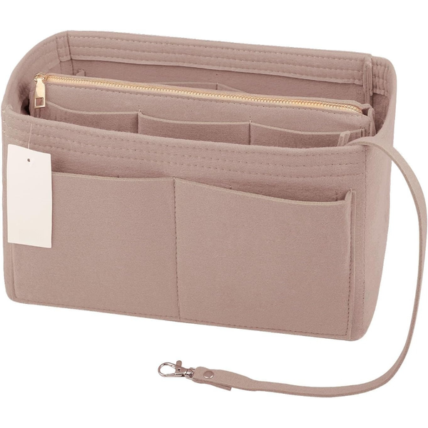 Purse Organizer Insert, Felt Bag Organizer with Metal Zipper, Handbag Tote Shaper, Fits Most Tote Bags, 7 Sizes