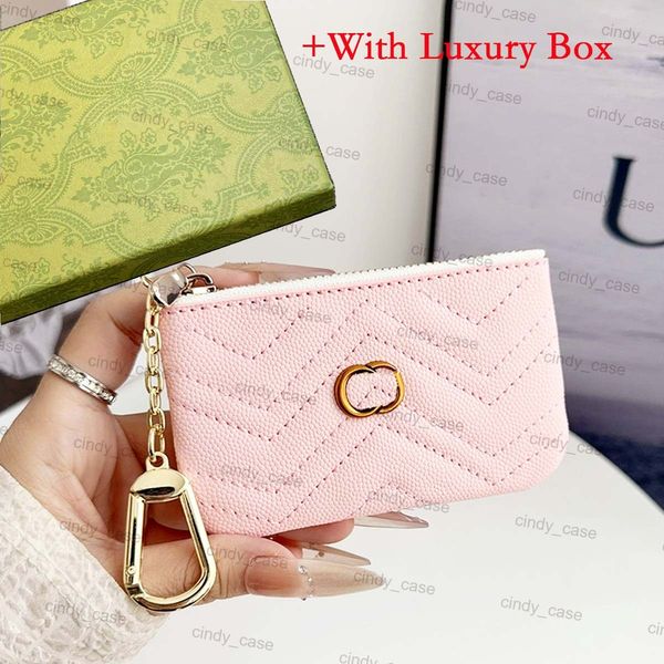Luxury Coin Purse Mini Wallet Card Holder ID Card Holder Leather Wallet Passport Holders Cardholder Leather Women Men Key Pouch Mini Bag Wallet with Keychain Hook