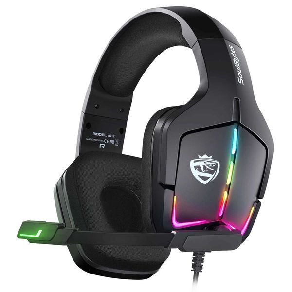 Headphones 35mm Gaming Headphones with Flexible HD Mic RGB Light Surround Sound Over-Ear Wired Headset Gamer for PC Gaming Xbox J260423