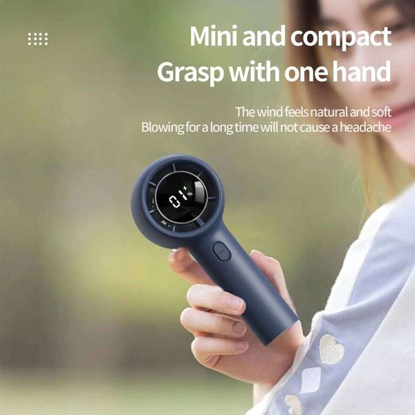 High Turbo Portable Handheld Stepless Speed Mini Digital Display USB Rechargeable Silent Cooling Fan