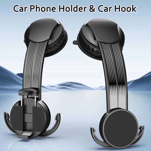 Hipacool Holder with Hooks Mobile Support Universal Car Bracket Magnetic/Clip Cell Phone Stand for All Phones