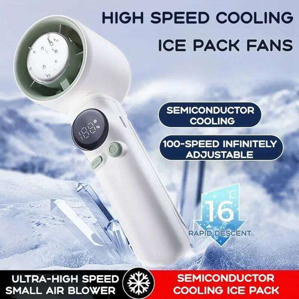 Mini Portable Pocket Fan with Semiconductor Refrigeration Handheld Ice Compress Rechargeable 4000mAh Large Capacity for Cooling