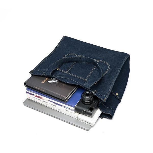 BN12 Stylish Vintage-Inspired Denim Shoulder Tote: Durable Fabric Meets Spacious Interior