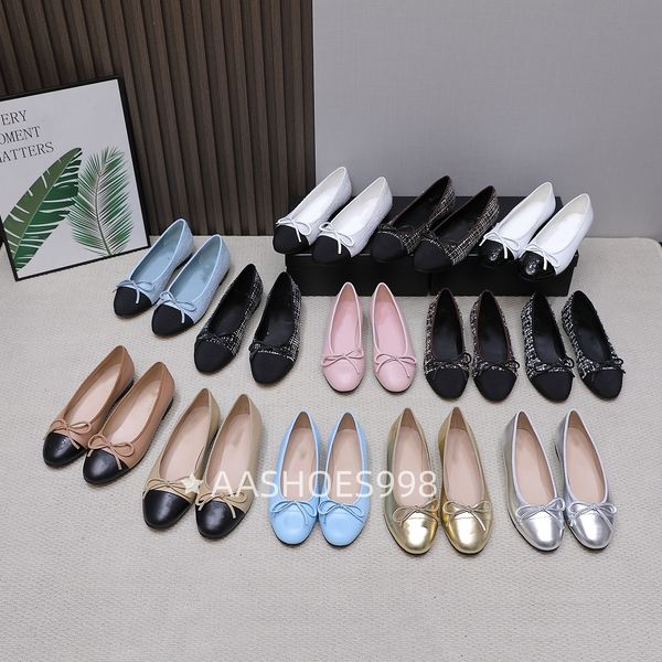 designer shoes Paris Brand ballerina Ballet Flats Shoes Women Quilted Genuine Leather Slip on Ballerina Luxury Round Toe Ladies Dress Shoes35 41