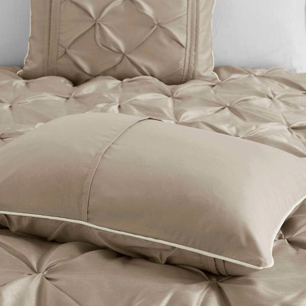 7 Piece Tufted Comforter Set Taupe King woven