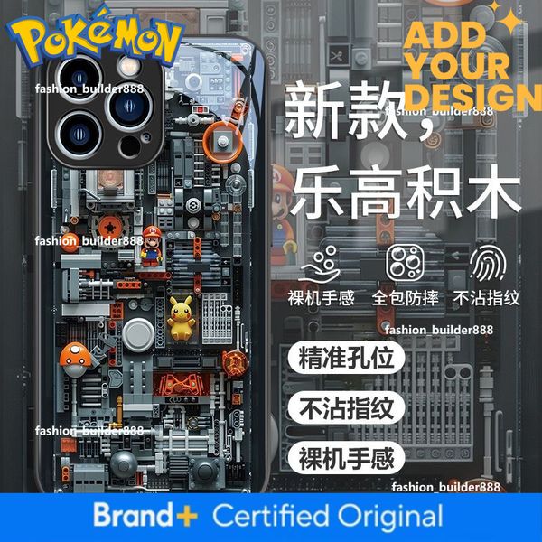 LEGO Pikachu Compatible With Apple 17 Max Phone Case, New Iphone 16 Pro Glass Hot-Selling Model