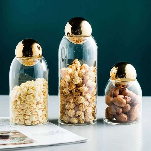 Practical Glass Tea Sugar Canister Sealing with Ball Lid Container Clear Food Storage Jar Coffee 26Y0203