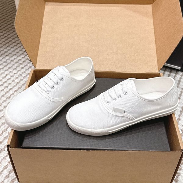 Drill fabric lace sneakers designer triangle luxury womens casual shoes wear resistant rubber sole flat with sign printed on the heel