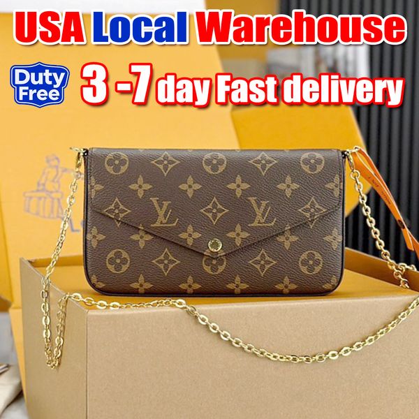 

Designer Bag Pochette Felicie Shoulder Bag 3 in-1 Envelope Bag Luxury Bag Top Quality Women's handbag Purse Brown Printed Cowhide Crossbody bag Easy Chain bag M81896, #12