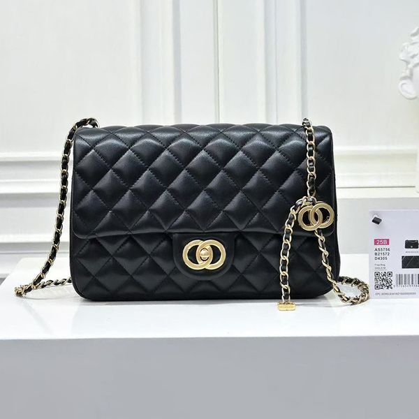 

Designer bag Luxury shoulder bag Fashionable classic chain crossbody bag Metal letter hand-held double C-buckle makeup bag High-end master quality sheepskin bag, C-10-19cm