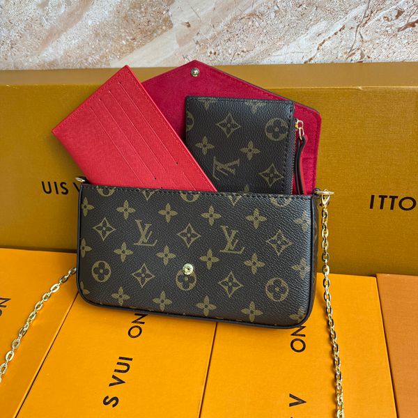 

louiss vuittionn bags Designer Bags Fashion Chain Genuine Leather Embossed Crossbody Old Flower Chain Handbags Luxury bag Letters Stripe Armpit Bag Designer Purse, L-40