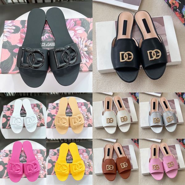 

Designer Sandals Women Interlocking Slide Rubber Slippers Ladies Flat Beach Colorful shower waterproof slide High quality and comfortable genuine leather sandal, D-7