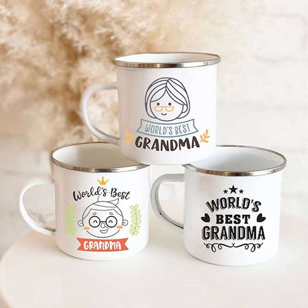 Mothers Day Gift For Worlds Best coffee mug Grandma drink enamel mugs Granny Grandmother Birthday Gifts 26L0204