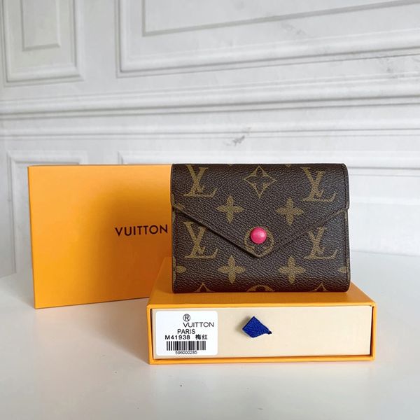 

M41938 Victorine Coins purse women Multicolor zipper pocket Mini Compact Wallet Key Coin Card Holder Case Accessoires Wallets Old flower brown card bag, L-15