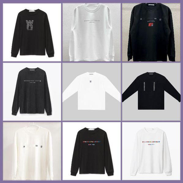 

Long Sleeve T-Shirt Designer Men Women Letter Printed Round Neck Loose Base T-shirt High Street Trendy Brand Casual Loose Fit, Black