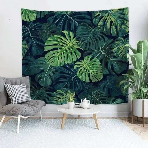 Tropical Monstera Leaf Tapestry - Vibrant Green Art for Living Room Decor, Enhance Your Space with Fresh and Natural Vibes 26H0205
