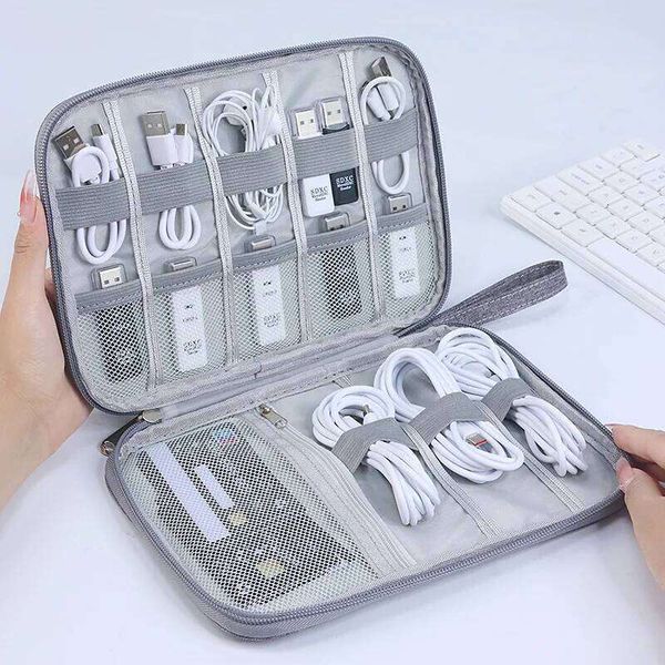 Single Layer Multifunctional Digital Earphones Mobile Phone Data Cable USB Drive Charger Storage Bag 26H0206