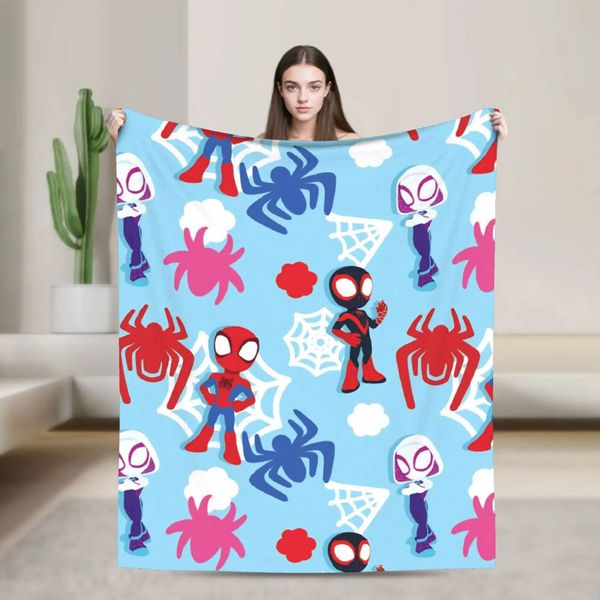 Marvel Spidey And His Amazing Friends Blanket Quality Warm Soft Throw Blanket Winter Kids Adult Bedroom Comfortable Bedspread Luxury Marvel Blanket