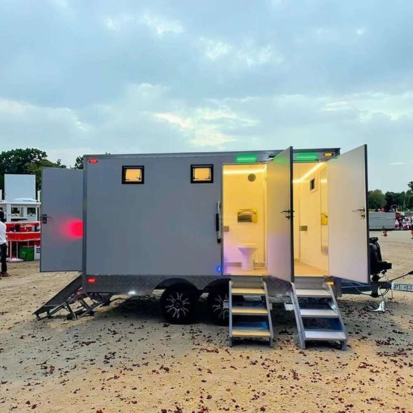 

Multi Stall Portable Restroom for Public Events Mobile Toilet with Individual Compartments and Shared Hygiene Area System