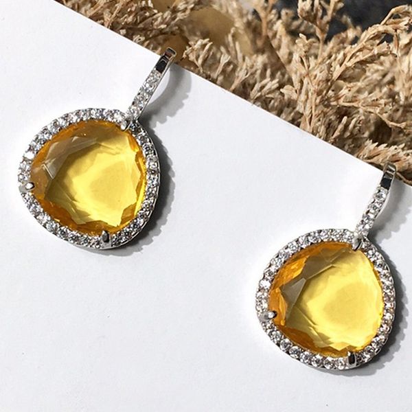 

2026 Chic Triangle Earrings Gold Brass Material with Clear Artificial Crystals 8 Color Choices Transparent Geometric Style Fashion Jewelry