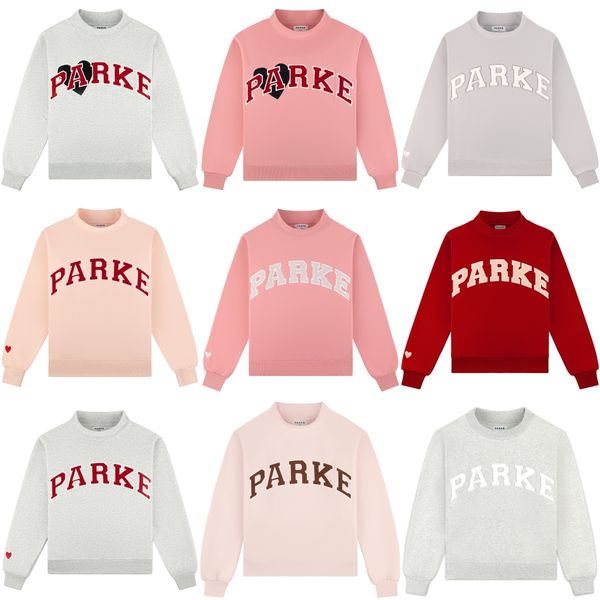 

Parke Valentine's Varsity Mockneck Sweatshirts Pure Cotton PARKE Women Designer Jumpers Pullover Fashion Sport Hoodies, Burgundy+plaid