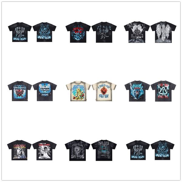 

First Row Shirt Dsignr A Sacrd Vow Angl T Stylish Rhinston Strtwar Short Slv Hip Hop T-Shirt Faturing Angl Dmon God Trndy Fashion FIRST ROW, White