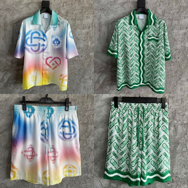 

26ss Early Spring Casabalnc High Quality Silk Shirts New Product Men Designer Casual Hawaiian Vacation Button Up Loose Lapel Cardigan Silk Shirts T-shirt Tops tn, White