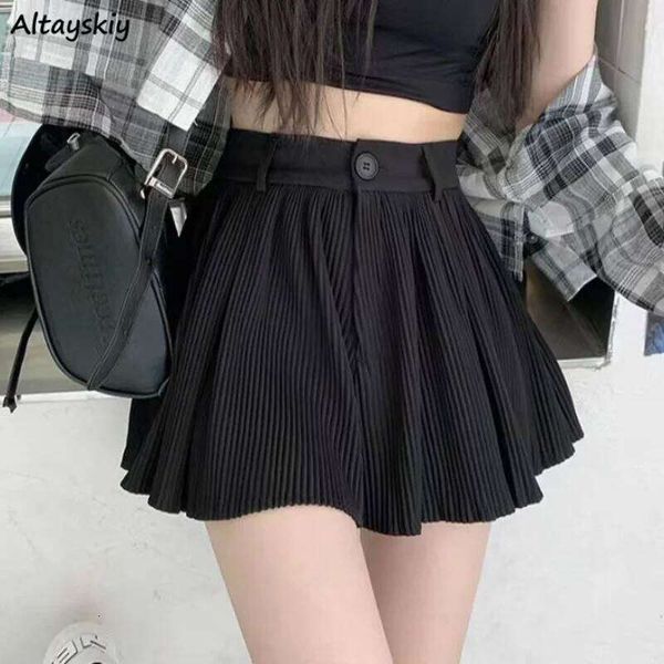 Solid Shorts Women Summer Folds All-match High Waist Stylish Popular Aesthetic Fashion Korean Style Chic H260207
