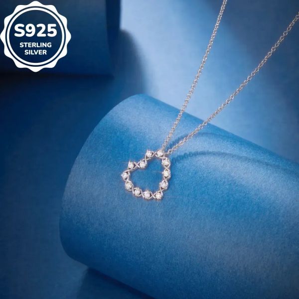 

MT Elegant 925 Sterling Silver Heart Pendant Necklace for Women Wedding Engagement Necklace Jewelry Valentine's Day Gift