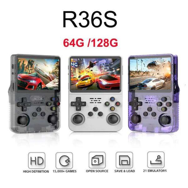 128G R36s Retro Game Console 64G Linux Arkos 3.5 Inch IPS Screen Portable Pocket Player Classic Video Gaming Consoles X260209