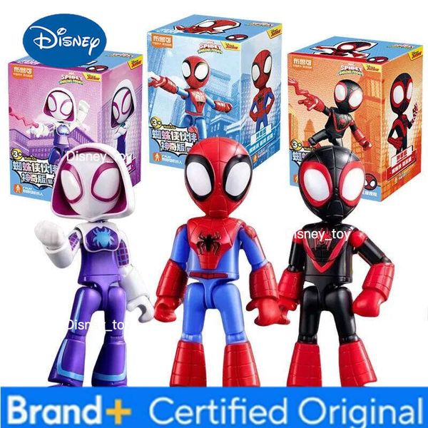 Disney Marvel Man Splicing toys 12cm Iron man Peter Parker Miles Morales Spider Gwen Action Figure building block H2602091