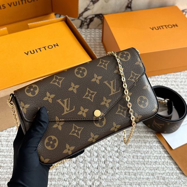 

louiss vuittionn Designer Shoulder Bags 3/p Set Top Luxury Designer Wallet Shoulder Bag Women Classic Flower Pochette Felicie Bag Leather Clutch Tote Messenger bags, L-50