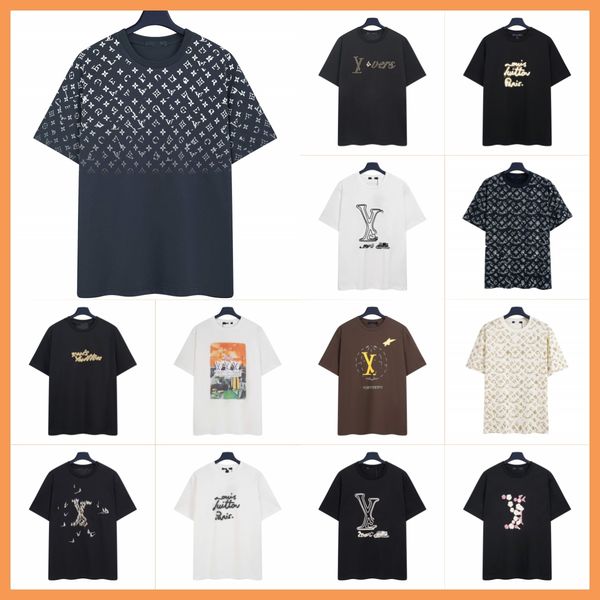 

designer shirt shirts high quality t shirt Men Luxurious classic LOGO letter print short-sleeved Top Women's casual T-shirt Men's cotton round-neck pullover T-shirt XS, White 4