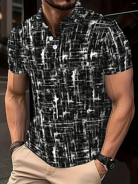Men's Polos The 2026 Summer Short-sleeved POLO Shirt Features A Casual Fashionable Comfortable And Soft 3D Striped Pattern Print