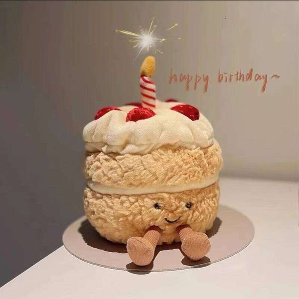 Hotsale 28cm Birthday Cake Plush Toy Cartoon Style Children's Rag Pendant Doll Happy birthday Gift 26M0210