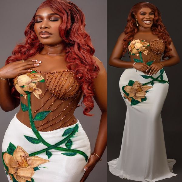 

Aso Ebi Ivory Mermaid Prom Dresses 2026 Beaded Printed Satin Evening Formal Party Second Birthday Engagement Gowns Plus Size Dress For Special Occasions, Sage