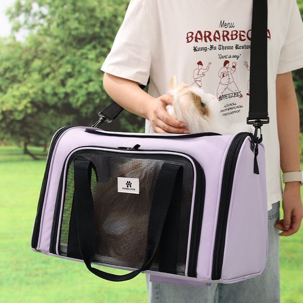 

Foldable Cat Carrier Handheld Pet Bag Lightweight Large Space Breathable Kennel for Cats and Small Dogs, Pink bag