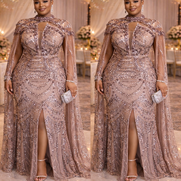 

2026 Plus Size Champagne Mermaid Mother Of Bride Dresses Crystals Sequined Evening Party Mama's Dress Vintage 50's Birthday Wedding Guest Groom Mother's Gowns