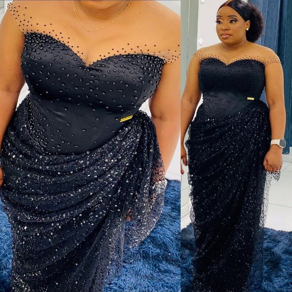 

2026 Plus Size Dark Navy Sheath Mother Of Bride Dresses Beaded Sheath Sequined Evening Party Mama's Dress Vintage 50's Birthday Wedding Guest Groom Mother's Gowns