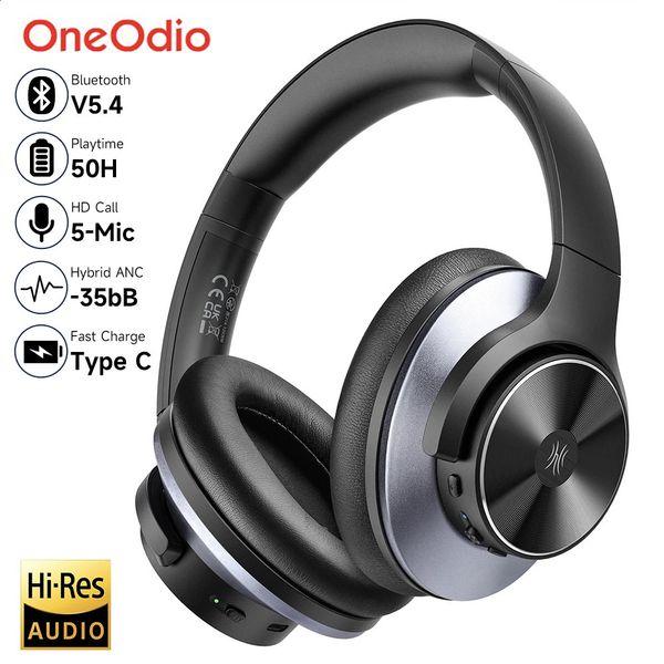 Oneodio A10 Bluetooth 54 Headphones Hybrid Active Noise Cancelling With Hi-Res Audio Over Ear Wireless Headset ANC With 5-Mic 260203
